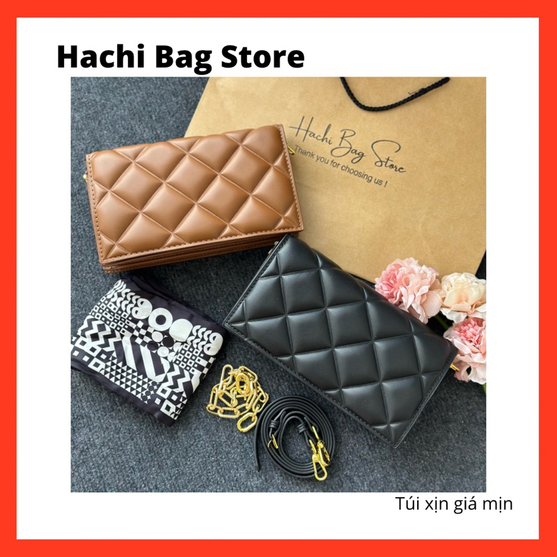 Túi C Chần Ô Dáng Chữ Nhật Kèm Khăn Lụa
