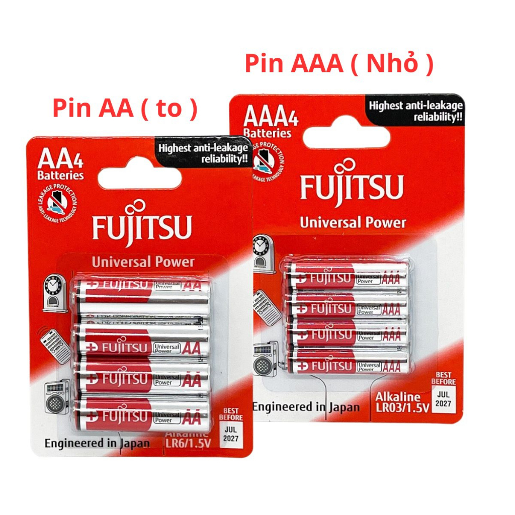 Pin AA , Pin AAA FUJITSU Alkaline  1,5V Siêu Bền Hàng chính hãng
