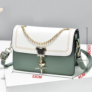 Túi xách nữ mặt khóa hình gấu Túi vuông phối dây xích thời trang TXN290