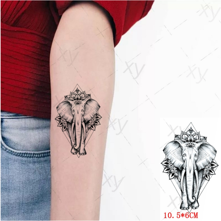 Hình dán tạm thời chú voi j21. Xăm dán tatoo mini không chống nước, size