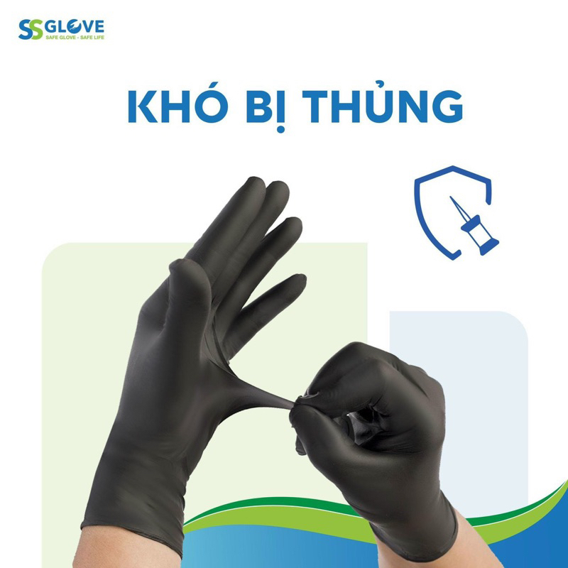 Hộp 100 Chiếc Găng Tay Đen Cao Su Không Bột Đen Nhám Làm Tóc Thẩm Mỹ Spa Phun Xăm Hàng Loại 1