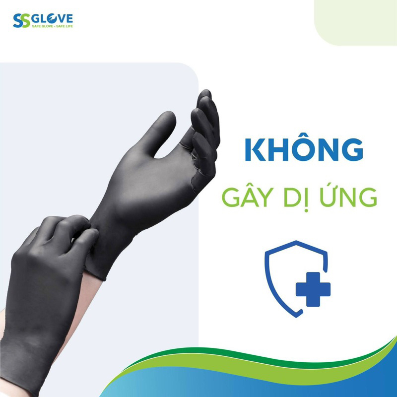 Hộp 100 Chiếc Găng Tay Đen Cao Su Không Bột Đen Nhám Làm Tóc Thẩm Mỹ Spa Phun Xăm Hàng Loại 1