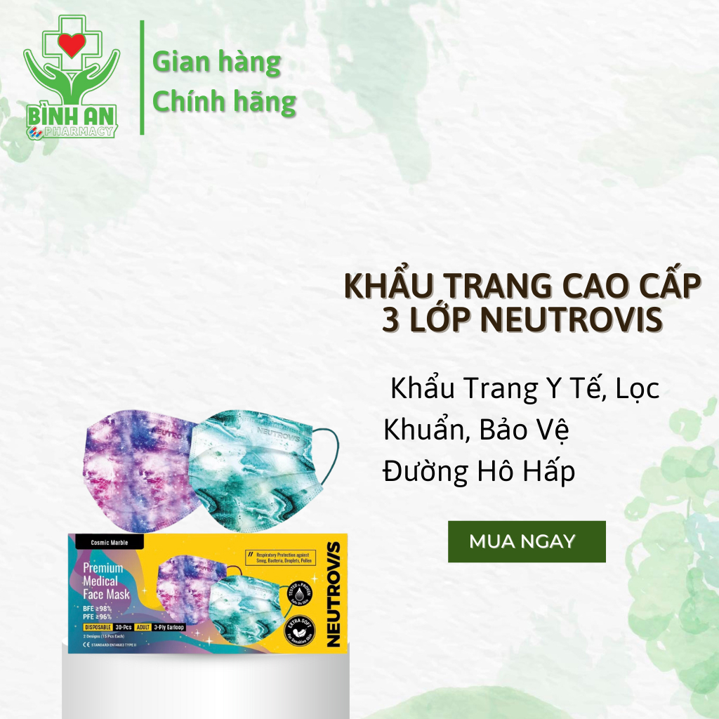 Khẩu Trang Cao Cấp Kháng Khuẩn 3 Lớp Neutrovis - Arctic Lake (7 Cái/Túi) - NT Bình An