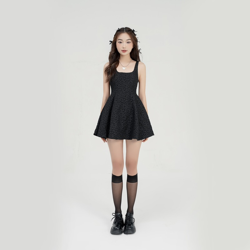 Váy hoa đen sát nách Black Blossom Dress - Laimer
