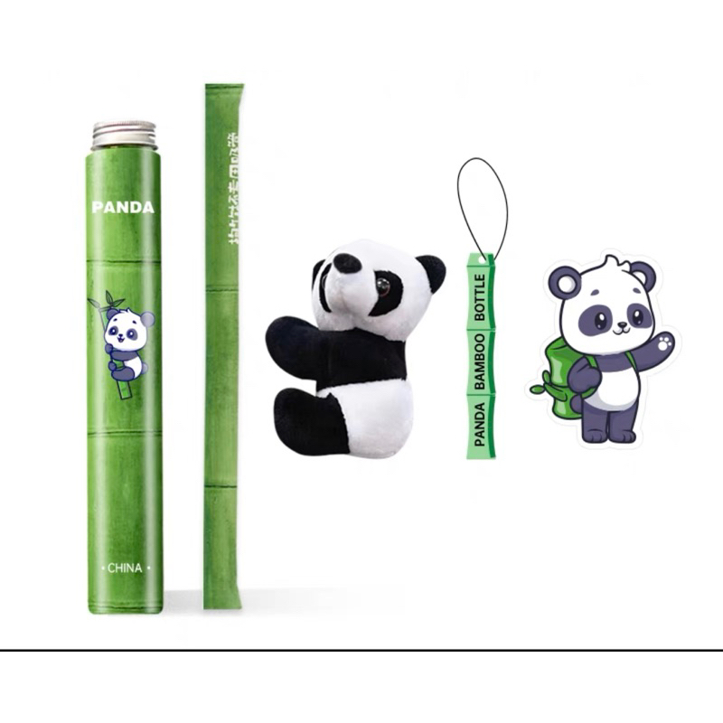 Combo bình nước ống tre gấu trúc panda
