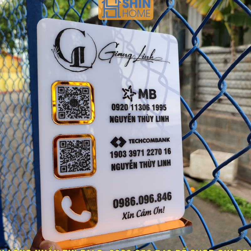 Bảng mã qr, bảng số tài khoản ngân hàng Gương Vàng