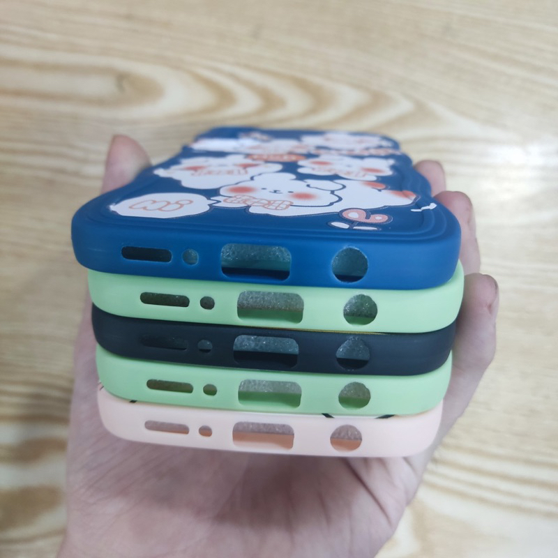 Ốp lưng Samsung A7 2018 dẻo viền màu lượng sóng lưng in hình thú dễ thương có bảo vệ camera