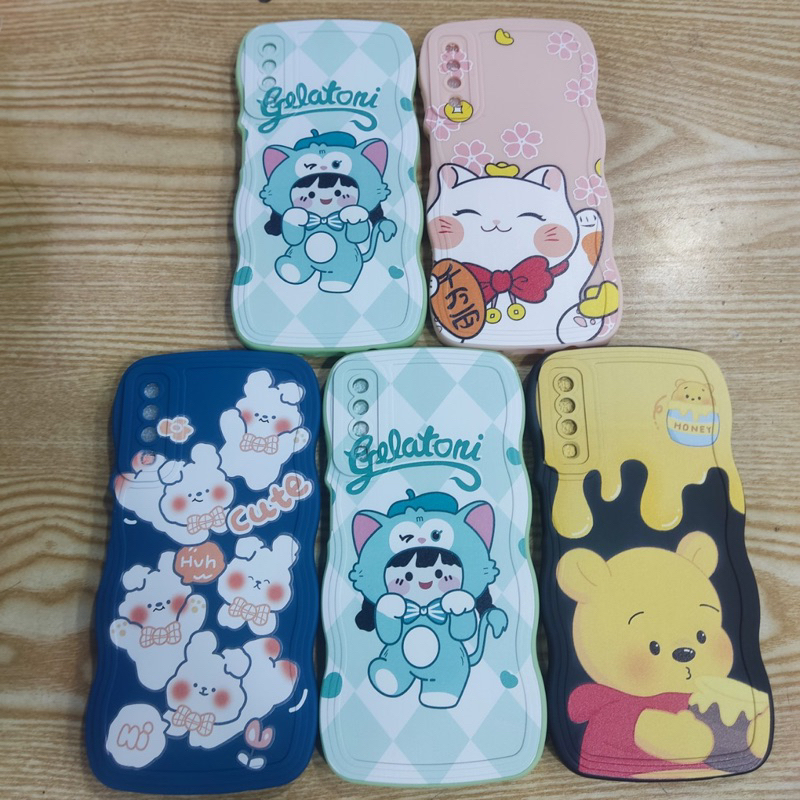 Ốp lưng Samsung A7 2018 dẻo viền màu lượng sóng lưng in hình thú dễ thương có bảo vệ camera