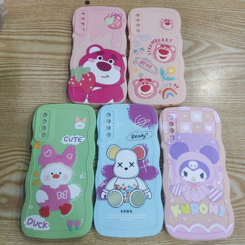 Ốp lưng Samsung A7 2018 dẻo viền màu lượng sóng lưng in hình thú dễ thương có bảo vệ camera