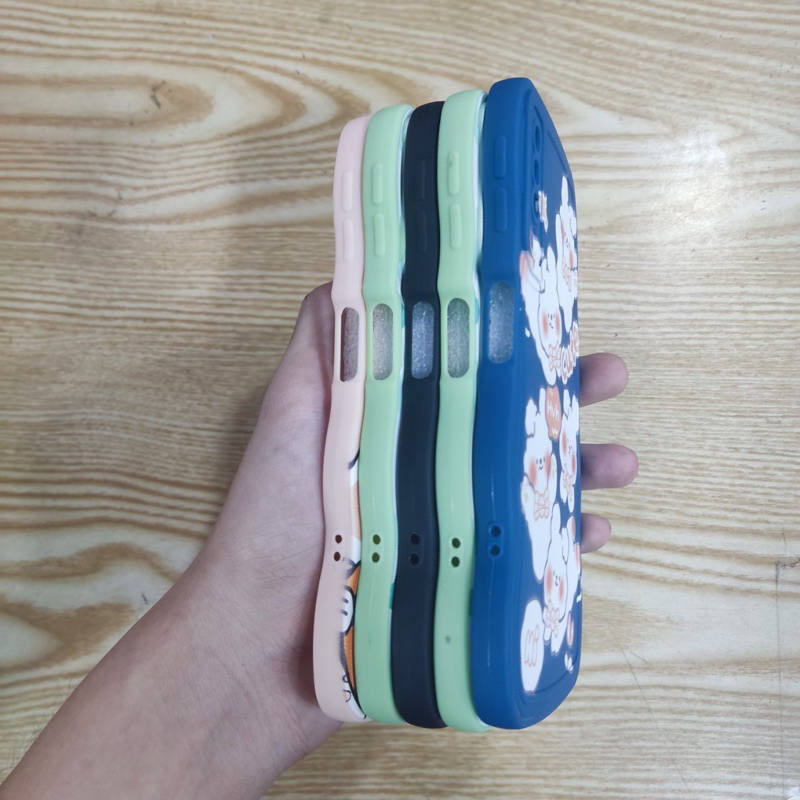 Ốp lưng Samsung A7 2018 dẻo viền màu lượng sóng lưng in hình thú dễ thương có bảo vệ camera