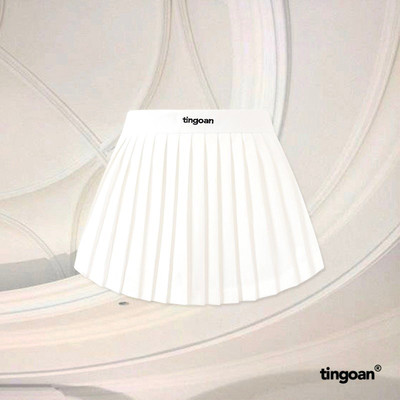 TINGOAN® - Chân váy cạp cao thêu chữ xếp ly lượn gấu trắng FORGET MY EX SKIRT/WH PHIÊN BẢN T6.2026