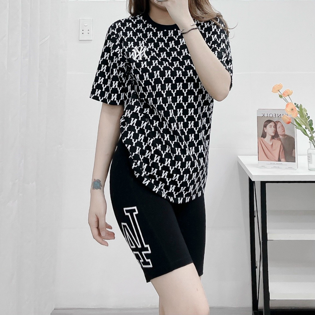 Set bộ đồ MLB áo thun quần Legging xuất phông cotton 100% sang xịn , mềm mịn, thấm mồ hôi tốt