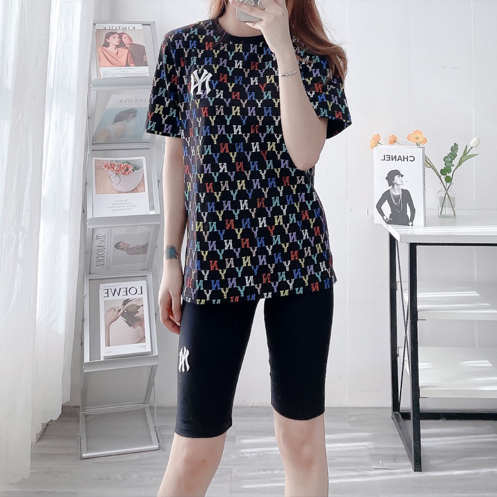 Set bộ đồ MLB áo thun quần Legging xuất phông cotton 100% sang xịn , mềm mịn, thấm mồ hôi tốt