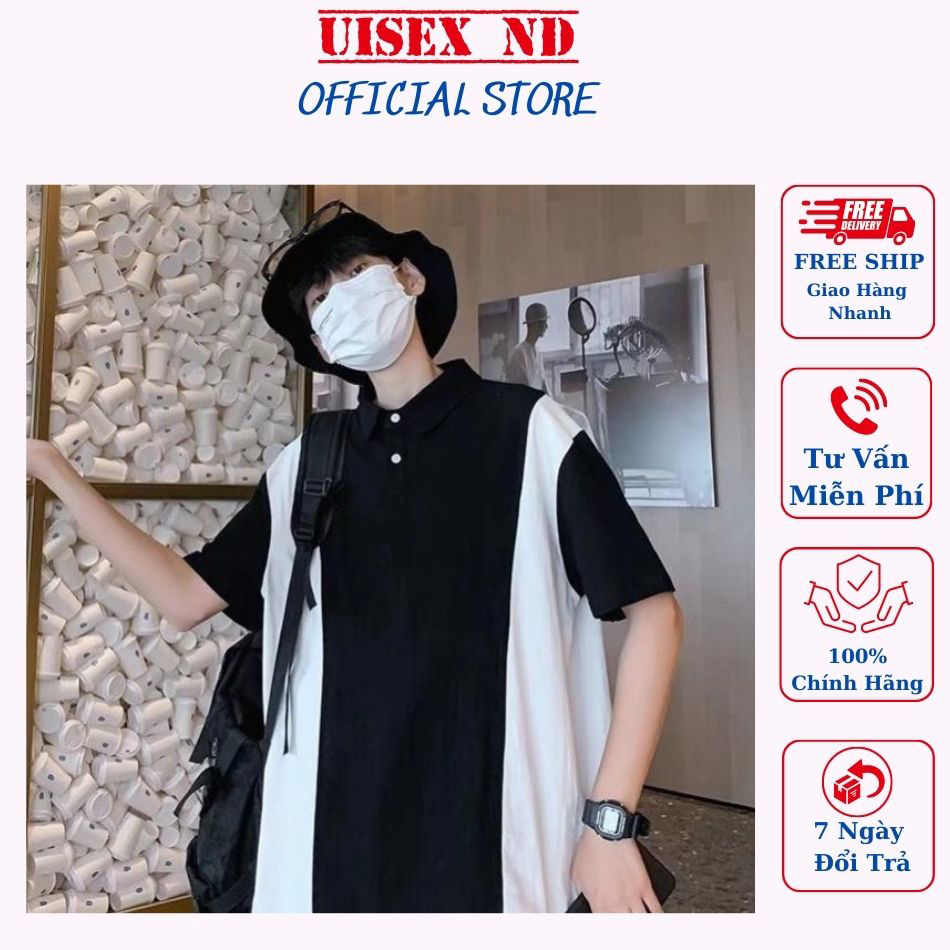 Áo polo form rộng unisex nam nữ may sọc đen trắng cotton cao cấp siêu thoáng mát , kiểu dáng đẹp . chất đẹp