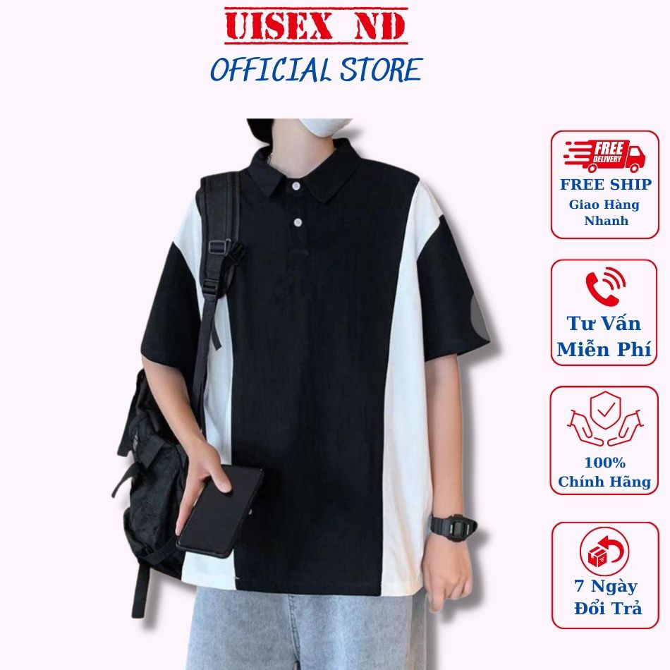 Áo polo form rộng unisex nam nữ may sọc đen trắng cotton cao cấp siêu thoáng mát , kiểu dáng đẹp . chất đẹp