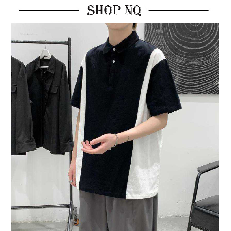 Áo polo form rộng unisex nam nữ may sọc đen trắng cotton cao cấp siêu thoáng mát , kiểu dáng đẹp . chất đẹp