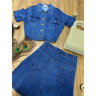 (SET BIGSIZE 50KG ĐẾN 90KG ) set áo jean và chân váy( không kèm bra)