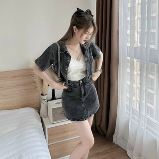 (SET BIGSIZE 50KG ĐẾN 90KG ) set áo jean và chân váy( không kèm bra)