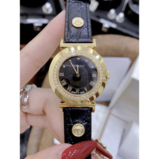   Tặng Hộp  ĐỒNG HỒ Nữ Versace VANITY STEEL BLACK 34mm- máy swiss- chống nước - BẢO HÀNH 24 THÁNGGG 