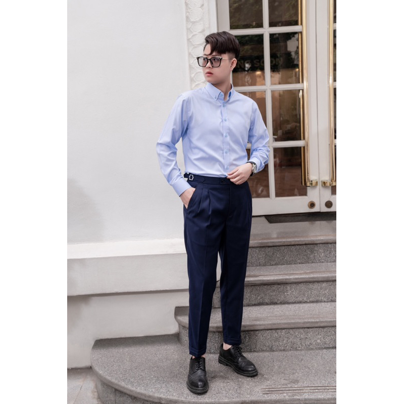 Sơ mi xanh trơn cho Tomboy