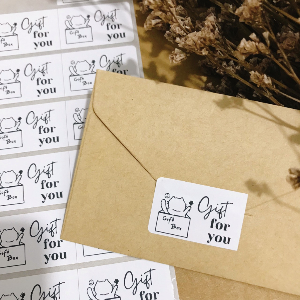 #innhiệt Set 100 tem niêm phong GIFT FOR YOU (3.5x2.2cm) dán hộp quà/ túi giấy các loại