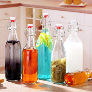 Chai thủy tinh tròn nắp gài inox 250ml 500ml 750ml 1000ml