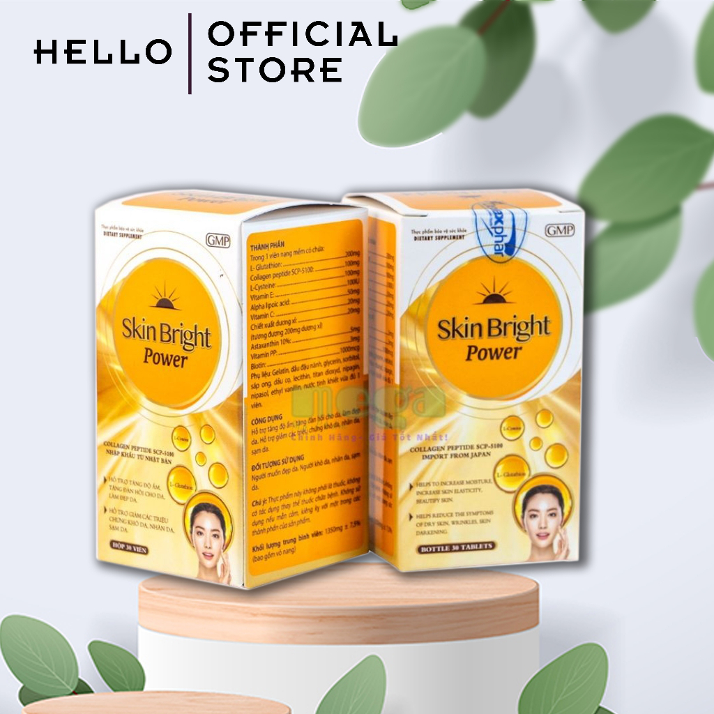 Viên uống trắng da, giảm thâm nám Skin Bright Power Hộp 30 viên - HELLO STORE