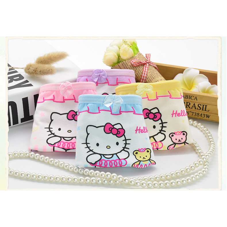 Quần chíp đùi cotton hình Hello Kitty dành cho bé gái từ 2-10 tuổi