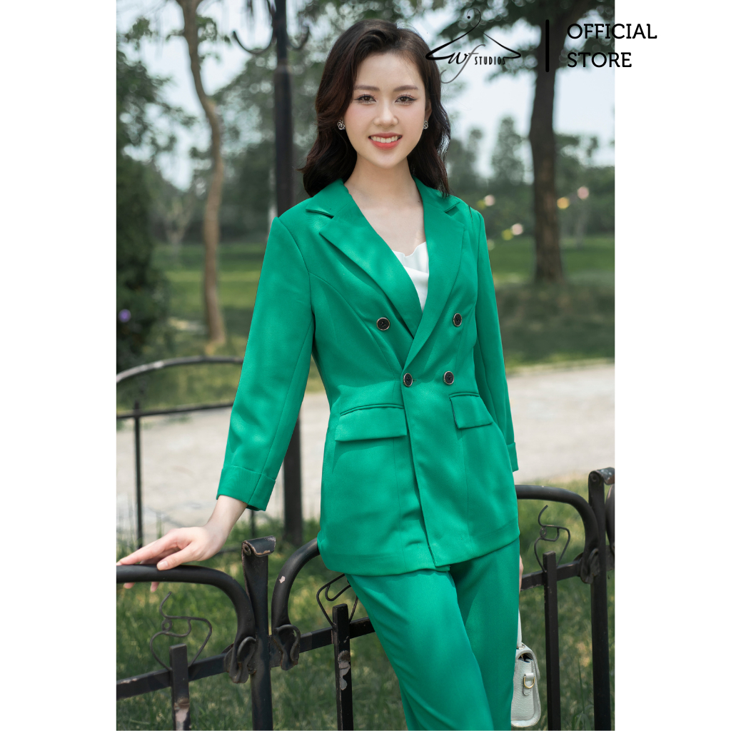 Set vest blazer nữ 4 cúc WFStudios kiểu Hàn Quốc tay lỡ, chất vải đẹp, nhiều màu - BLZ04