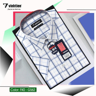 Áo sơ mi ngắn tay classic vĩnh tiến vạt ngang g562