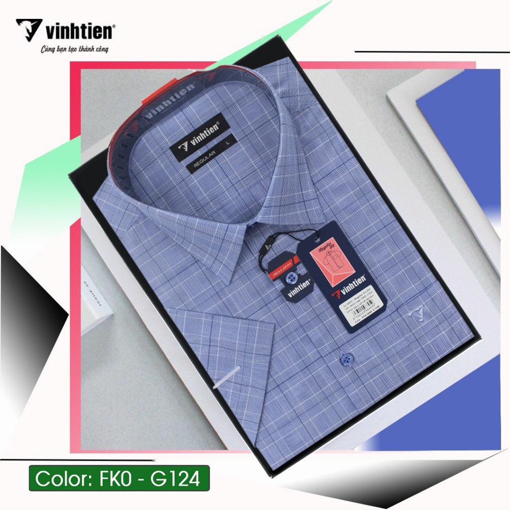 Áo Sơ Mi Ngắn Tay Dáng Regular Vĩnh Tiến Caro AC330