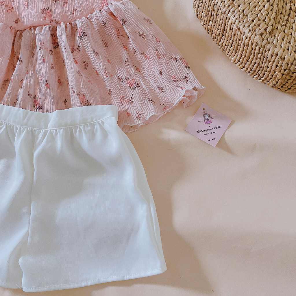 Sét bộ đi biển đi chơi mùa hè 8-38kg👘👘NHƯÝ HOUSE'S-bộ quần áo cho bé,quà tặng sinh nhật,đi chơi-Set bộ áo hoa quần trắng