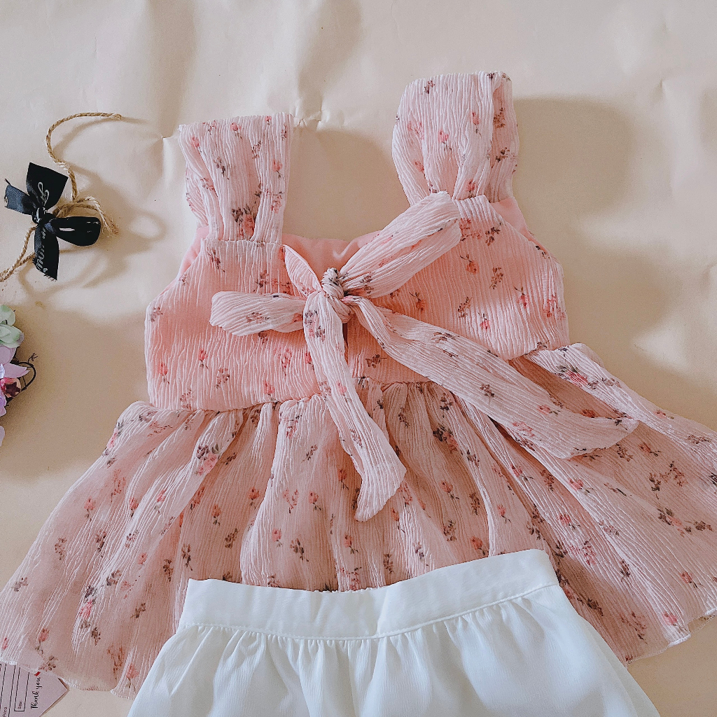 Sét bộ đi biển đi chơi mùa hè 8-38kg👘👘NHƯÝ HOUSE'S-bộ quần áo cho bé,quà tặng sinh nhật,đi chơi-Set bộ áo hoa quần trắng