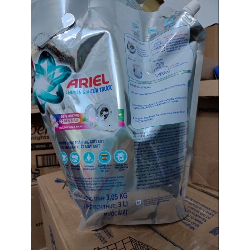 Nước giặt Ariel CỬA TRƯỚC hương sen &nhài / sạch bẩn Túi 3,2L