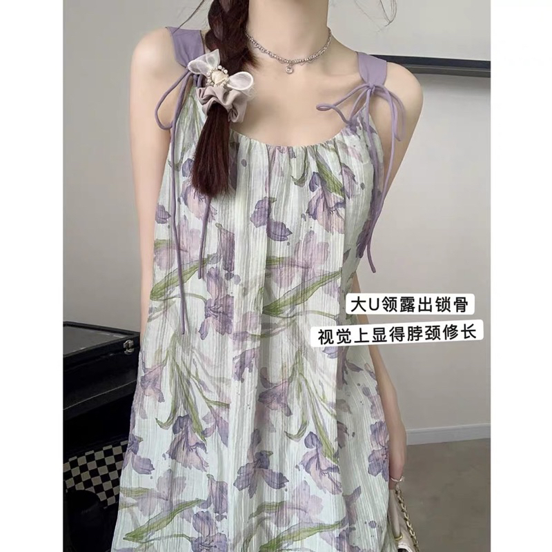 Váy maxi 2 dây hoa tím 23'September Clothes