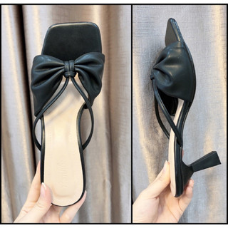 Giày cao gót nữ phối nơ đế cao 6cm