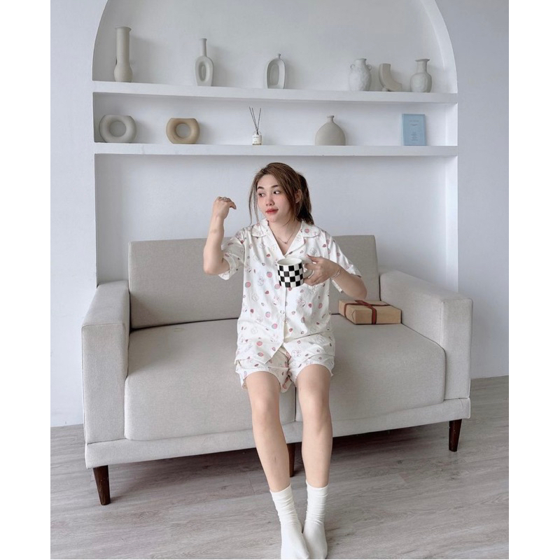 Đồ ngủ pijama bộ mặc nhà dành cho nữ chất liệu thô hàn cao cấp không nhăn hoạ tiết cute