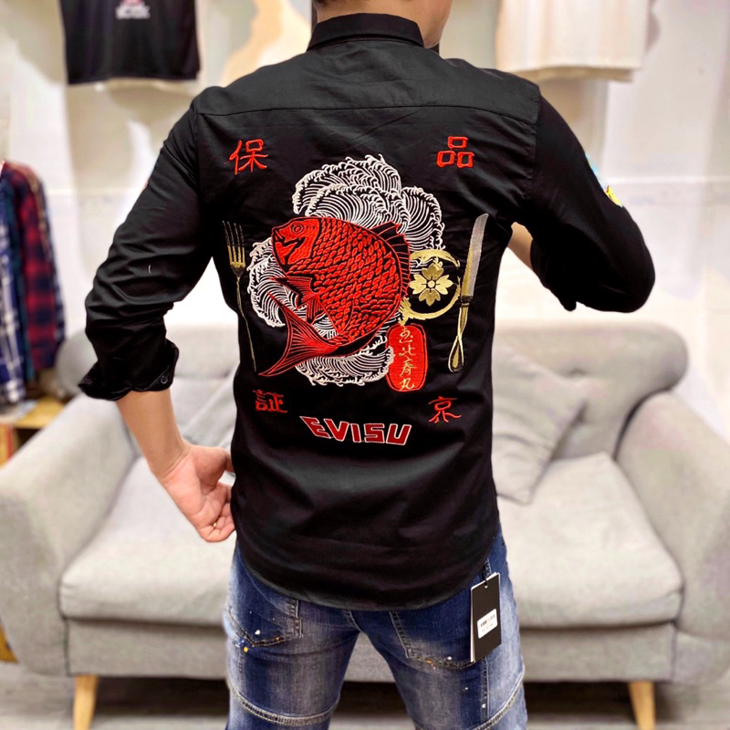 Sơ mi thêu hoạ tiết cá chép cao cấp giá tốt nhất