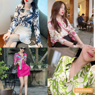 Áo sơ mi nữ công sở chất lụa cao cấp,form dài dấu quần