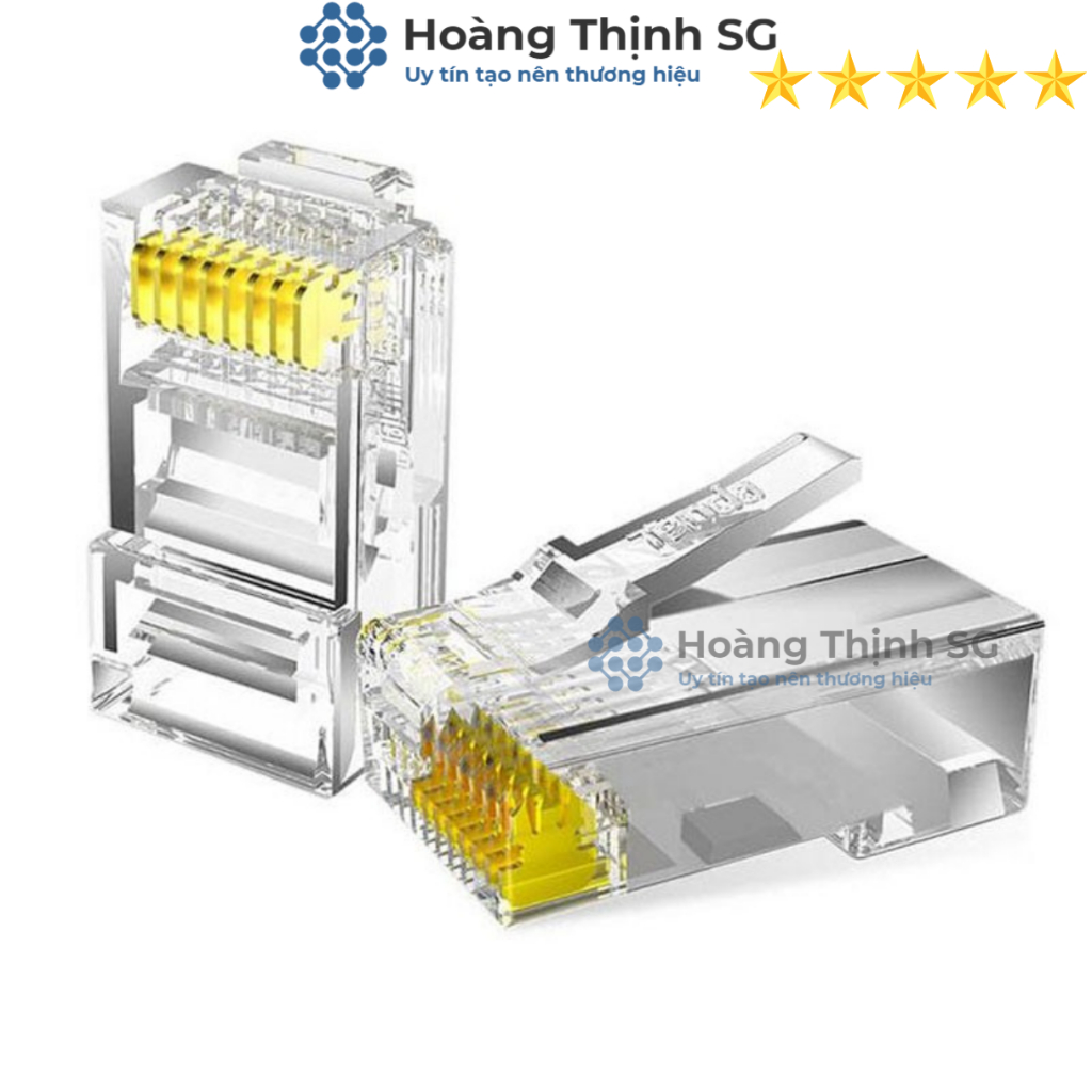 1 Hộp 100 Cái Hạt đầu mạng RJ45 Tenda TD1013C chính hãng - Dùng bấm đầu cho dây mạng cat5 cat5E Cat6 Cat6E