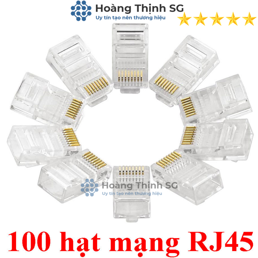 1 Hộp 100 Cái Hạt đầu mạng RJ45 Tenda TD1013C chính hãng - Dùng bấm đầu cho dây mạng cat5 cat5E Cat6 Cat6E