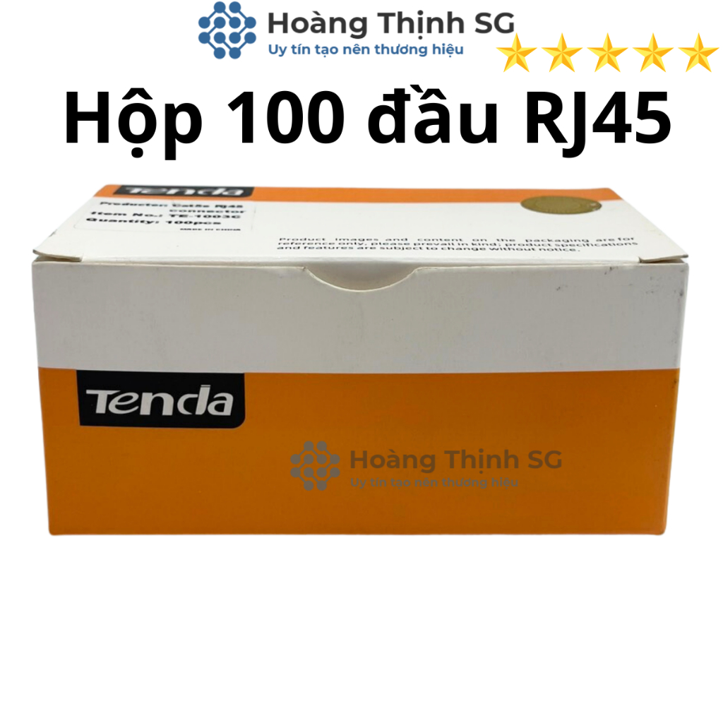 1 Hộp 100 Cái Hạt đầu mạng RJ45 Tenda TD1013C chính hãng - Dùng bấm đầu cho dây mạng cat5 cat5E Cat6 Cat6E