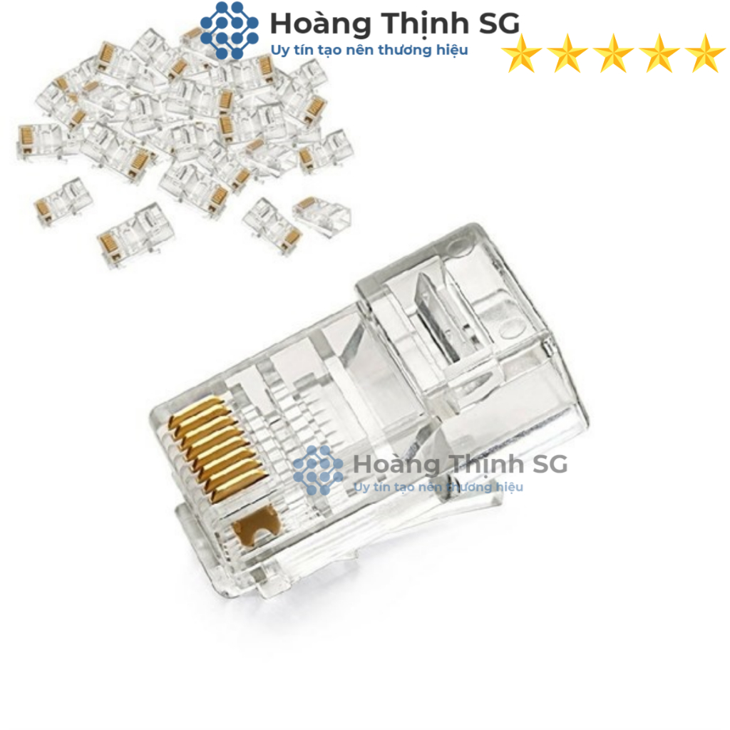 1 Hộp 100 Cái Hạt đầu mạng RJ45 Tenda TD1013C chính hãng - Dùng bấm đầu cho dây mạng cat5 cat5E Cat6 Cat6E
