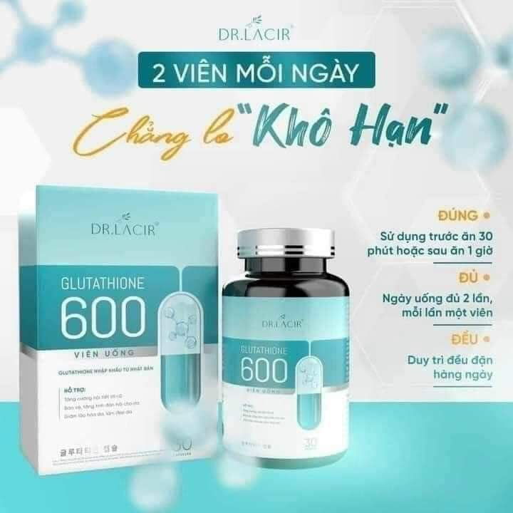 Viên Uống Trắng Da Mờ Nám GLUTATHIONE 600 - hộp 30 viên