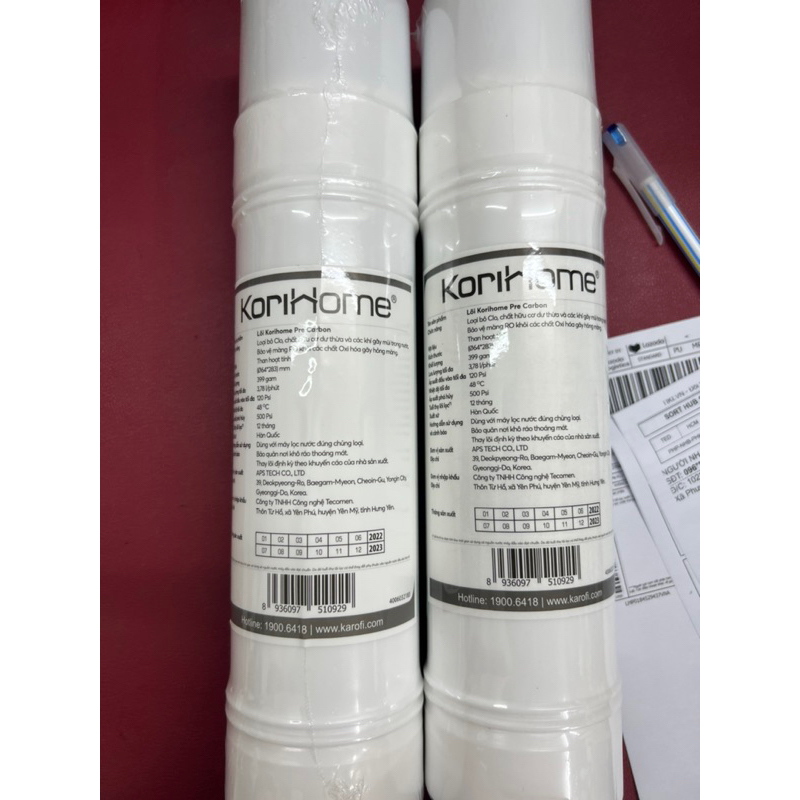 Combo 3 lõi lọc nước Korihome 1 Sediment, 1 Pre Carbon, 1 Post Carbon dùng cho tất cả dòng máy Korihome cắm nhanh