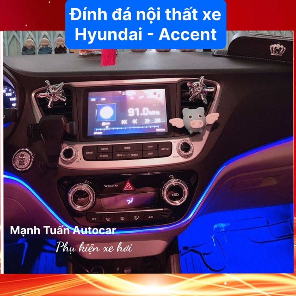 Bộ đính đá full nội thất xe hyundai accent , chất liệu đá cao cấp Swarovski , mạ viền crom không han gỉ , sang trọng