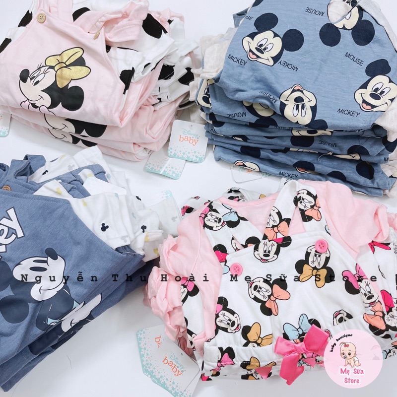 Set yếm Mickey kèm áo hiệu Disney dư xịn cho bé