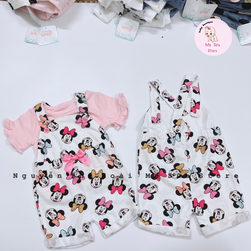 Set yếm Mickey kèm áo hiệu Disney dư xịn cho bé