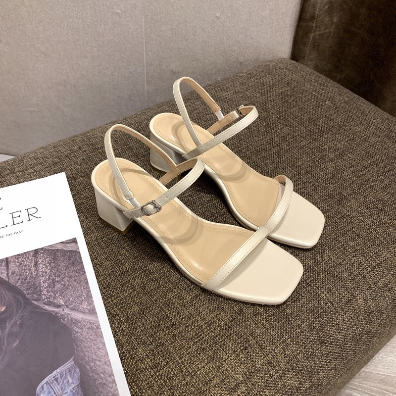 GIÀY SANDAL CAO GÓT SANDAL NỮ QUAI MẢNH CHÉO GÓT VUÔNG 5 PHÂN MIASHOES