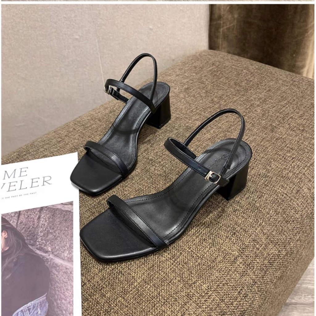 GIÀY SANDAL CAO GÓT SANDAL NỮ QUAI MẢNH CHÉO GÓT VUÔNG 5 PHÂN MIASHOES